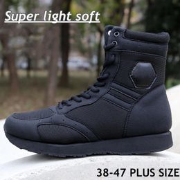 Ultralight Military Combat Boots Mens Black Work Shoe Outdoor Run Desert Hiking Shoes Army Training Tactical Boots Male Sneakers 240508