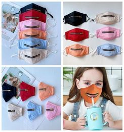 Fashion Summer Dhl Kids 2 in 1 Face Mask with Adjustable Zipper Children Dustproof Cotton Washable Protective Designer Party Boom27403761