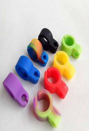 Silicone Cigarette holder Tobacco Finger Ring Joint Smoking Pipe Tools accessories 8 Colours For Hookahs Water Bubbler Bongs Oil RI9929404