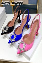 Luxury Designer sandals high heeled shoes Amina muaddi Begum bow Crystal-Embellished buckle pointed toesl sandal summer footwear 10cm Dinner dress shoes4594982