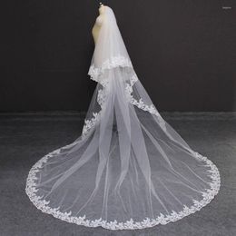 Bridal Veils Lace Cathedral 2 Layers Wedding Veil 3 Metres 2T Cover Face With Comb Blusher Accessories 186D