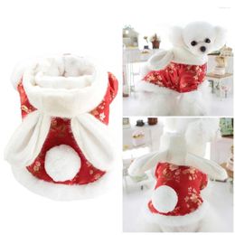 Dog Apparel Tang Suit Costume Fine Workmanship Easy To Wear Floral Print Ears Hat Pet Coat For Year