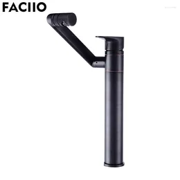 Bathroom Sink Faucets FACIIO Rotatable Basin Antique Water Taps Mixer Faucet Black Single Hole Holder YD-1019