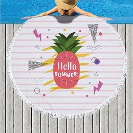 Towel Pineapple Round Beach For Women Fruit Printed Microfiber 150cm Summer With Tassel Picnic Blanket Serviette De Bain