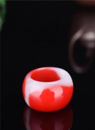Chinese Red White Jade Carve Jadeite Ring Charm Jewellery Fashion HandCarved Man Woman Luck Gifts Amulet Cluster Rings3806064