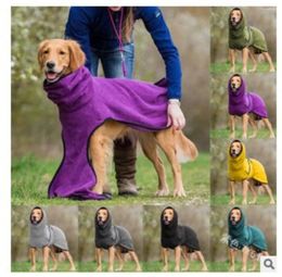 Dog Apparel Pullover Pet Clothing Grain Velvet Golden Retriever Thickening Warm Hooded Solid Colour