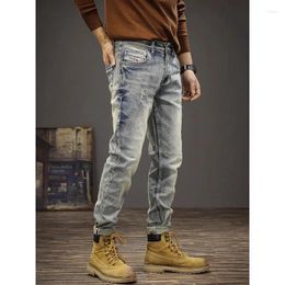 Men's Jeans Spring And Autumn American Fashion Brand Wash Vintage Light Color Ripped Men Slim Straight Tube To Do Old Trend Pants