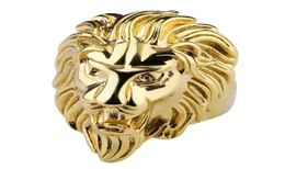 Fashion Lion Band Ring Gold Steel Colour Mens Rings Heavy Mental Punk Style Gothic Biker Designer Jewelry1847898