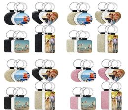 Heat Transfer KeyChain Diy Ornaments Durable Blank Custom Glitter Christmas PU Sublimation Leather Keyring phone Strap pendant GG04105905