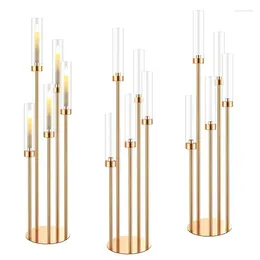 Candle Holders 4pcs/lot Gold Floor Candelabra Centerpieces 42.5'' Tall Metal 5 Arms Candlestick With Acrylic Cover