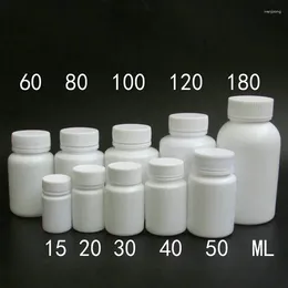 Storage Bottles 10PCS 15ml/20ml/30ml/60ml/100ml Plastic PE White Empty Seal Solid Powder Vials Reagent Packing Containers