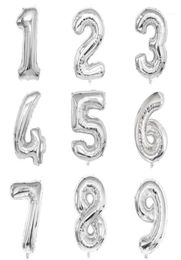 Party Decoration 32inch Silver Foil Number Balloon First Baby Girl Kids Birthday Decorations 1st 1 2 3 4 5 6 7 8 9 10 30 40 Years 5056294