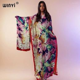 Ethnic Clothing WINYI African Dresses For Woman Maxi Dress With A Hijab Kaftan Floral Print Crew Neck Abaya Holiday Bohemian Party