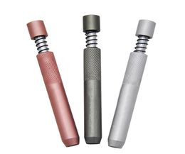 78mm length Metal One Hitter Bat smoking pipes Accessories spring Self Cleaning Bats Dugout Philtre Tips Snuff Snorter Tube Cigaret5351628