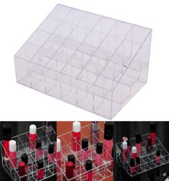 Whole 24 Lipstick Holder Display Stand Clear Acrylic Cosmetic Organiser Makeup Case Sundry Storage makeup Organiser UB4353310