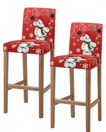 Chair Covers Christmas Red Snowman Snowflake Lantern Winter High Back Kitchen Elastic Bar Stool Slipcover Dining Room Seat Cases