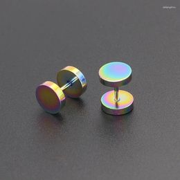 Stud Earrings Punk Stainless Steel Screw Dumbbell Gothic Unisex Street Hip Hop Rock Hypoallergenic Jewellery Accessories