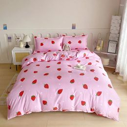 Bedding Sets Strawberry Duvet Cover Pink Anime Set 3pcs 1 Kawaii Comforter And 2 Pillow Cases Quilt