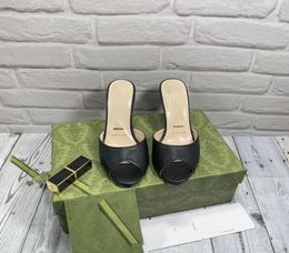 2022 Designer Fashion Slippers REVIVAL MULE High heels Shoes Women Slides Black Pink Orange Blue WATERFRONT Brown White Summer Fli6666733