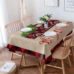 Table Cloth Snowflake Christmas Truck Plaid Rectangle Tablecloth Festival Party Restaurant Navidad Decoration Waterproof Round Cover