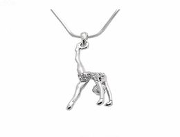 Double Nose Arrival Metal Inlay Women Figure Gymnastic Girl Charm Necklace Gym Jewellery Pendant Necklaces2211898