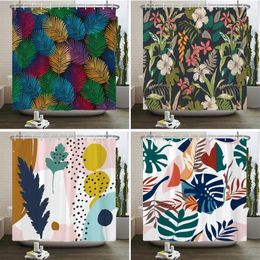 Shower Curtains Colourful Plant Leaves Bathroom Curtain Boho Floral Living Room Polyester Fabric Decor With Hooks