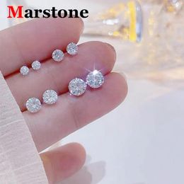 Stud Earrings S925 Sterling Silver Plate Pt950 Six-Claw D Colour Full Moissanite Screws Fine Jewerly For Women