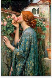 John William Waterhouse Canvas Prints - The Soul of the Rose Poster - Realizm Romantyczne dzieła sztuki Kobieta Portret Olej Malarstwo ścian renesansowe sztuki grafiki na płótnie