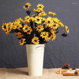 Decorative Flowers Erythrina Sea 1 Bundle 5 Heads Sunflower Artificial Flower Fake Plastic 3