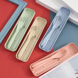 Dinnerware Sets Student Wheat Straw Knife Fork And Spoon Cutlery Set Tableware Creative Outdoor Travel Suitable For School Or