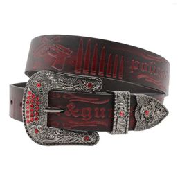 Belts Leather Trend Red Pure Cowhide Head Layer Gun With Embossment For Both Men And Women