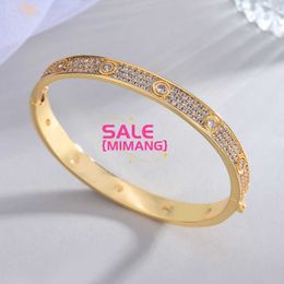 Designer Cartres Bracelet Fashion simple double row diamond full bracelet plated with 18K gold rose ring girlfriends accessories UIOL