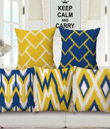 blue and yellow cushion cover ikat almofada modern ethnic throw pillow case for chair chaise 45cm scandinave cojines5458455