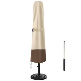 Umbarlla Waterproof Heavy Duty 600D Oxford Courtyard Suitable for Outdoor Garden Sunshade Umbrella Cover with Push Rod, Beige and Brown