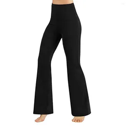 Women's Pants Casual Flare Leggings Solid High Waist Yoga Elastic Slim Bell-Bottom Trousers Fitness Quick Drying