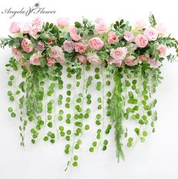 1M Custom Artificial Flower Arrangement With Hanging Willow Green Plants Decor Wedding Arch Backdrop Party Event Silk Flower Row6137860