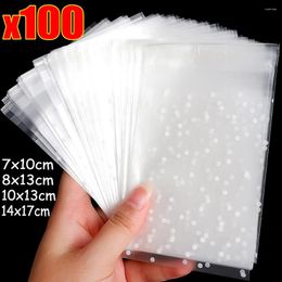 Gift Wrap 100PcsTransparent Cellophane Candy Bags Self Adhesive White Polka Dot Cookie For Wedding Birthday Party Stickers