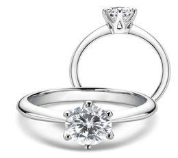 LESF Moissanite Diamond 925 Silver Engagement Ring Classic Round Women039s Wedding Gift Size 0510 Carat7780271