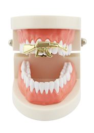 hip hop handgun grillz real gold plated golden silver rose gold gun black dental grills cool rappers body jewelry2882932