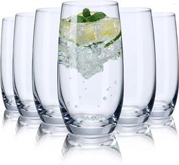 Wine Glasses (Pack Of 6) Clear Drinking Set Crystal Tall Mugs For Juice/Drinks/Cocktails/Coffee - 15 Oz