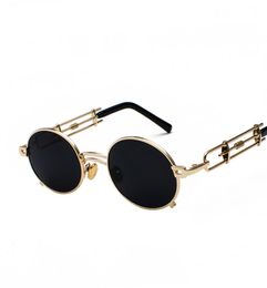 retro steampunk sunglasses men round frame vintage 2019 metal frame gold black fashion oval sun glasses for women red male designe9545988