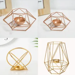 Candle Holders Modern Wrought Iron Geometric Holder Gold Candlestick Tea Light Crafts For Home Party Wedding Decor D01 21 Drop