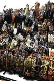 Band New Vintage Leather Mens Womens Surfer Bracelet Cuff Wristband 50pcs lots Mixed Style Retro Jewelry Charm Bracelet 93 T2506429656330
