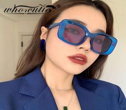 WHO CUTIE 2021 Vintage Blue Square Sunglasses Oversized Women Men Brand Design Thick Frame Retro Sun Glasses Shades Female S2592628931