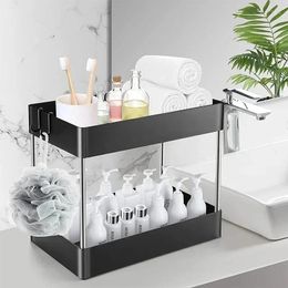 Kitchen Storage 2 Layers Under Sink Organizer Bathroom Racks Multi-Use Cabinet Organizers