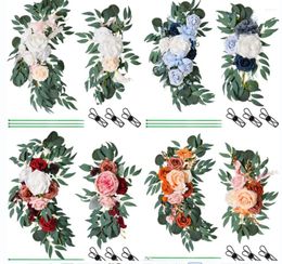 Decorative Flowers 2 Pieces Wedding Arch Rose Rustic Garlands Silk Peony Flower For Reception Wall Ceremony