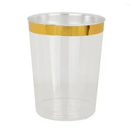 Disposable Cups Straws Gold Water Glasses Elegant Rimmed Cocktail For Parties Weddings 50 Pack Of Heavy Duty 10oz Wine Birthdays