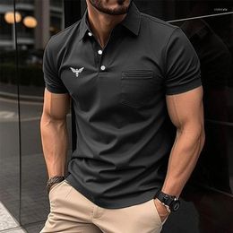 Men's Polos Men Clothes Summer Casual Fashion Short Sleeve Print Polo Shirt With Pocket .