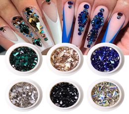 Crystal Nail Art Rhinestone Gold Silver All Colour Flat Bottom Mixed Shape DIY Nails Art 3D Decoration For Women Or Girls6232749