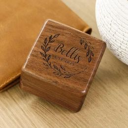 Gift Wrap Personalised Wedding Ring Box Custom Wood Engagement Bearer Single Slot Proposal Engraved Holder